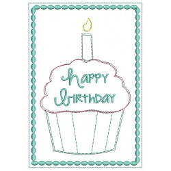 ITH Postkarte - Happy Birthday Muffin Kerze